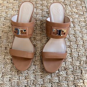 Tory Burch Gigi Tan Wedge Sandals
